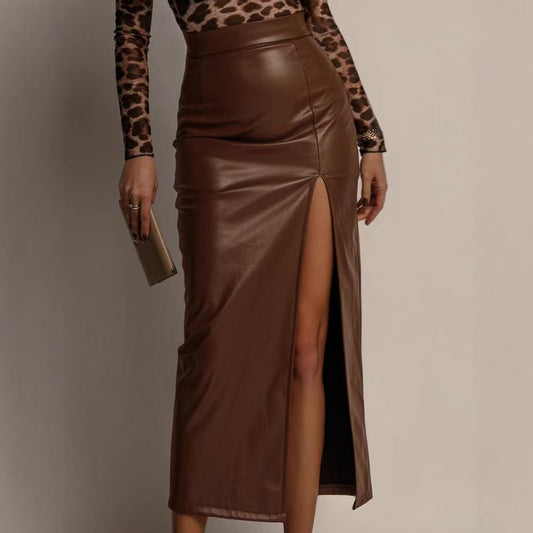 Women's sustainable leather dress tassel design classic all seasons modern style half short skirt eco-friendly bustier s6 - YZ Lether