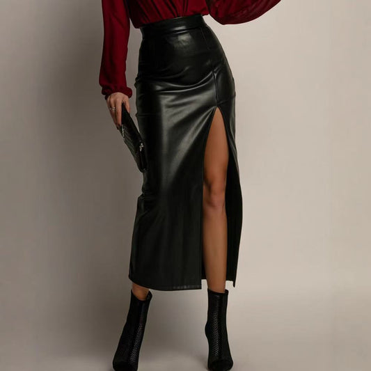 Women's sustainable leather dress tassel design classic all seasons modern style half short skirt eco-friendly bustier s6 - YZ Lether