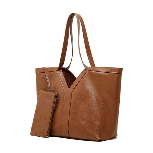 Leather women's cowhide braiding leather hand bag one-shoulder versatile large-capacity tote bag crossbody bag genuine leather women's bag B14 - YZ Lether