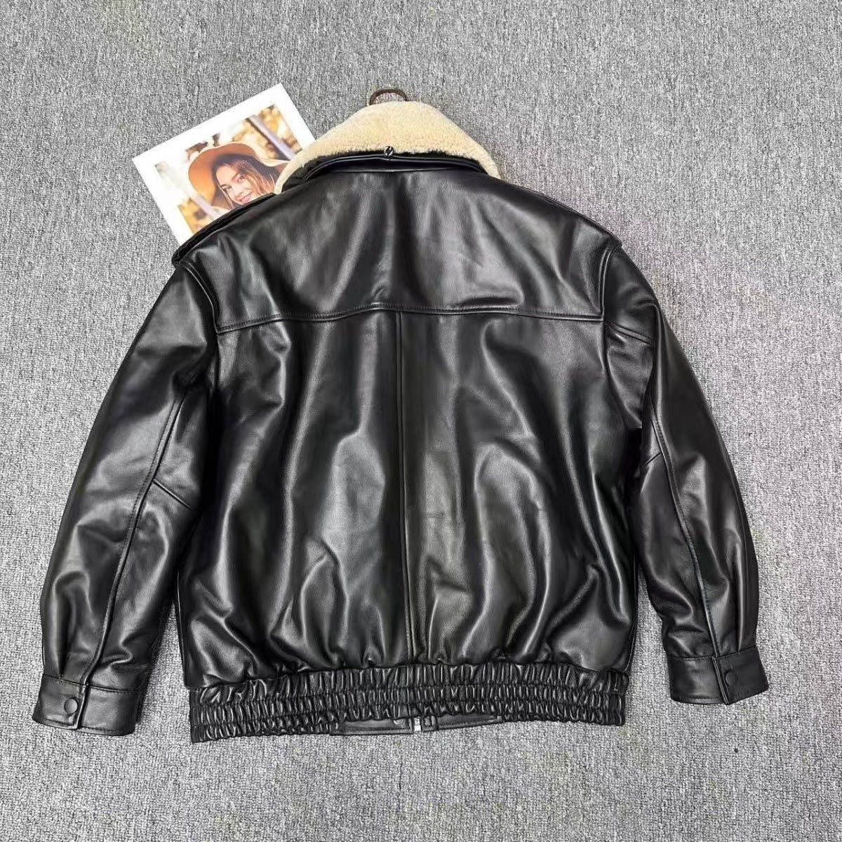 Men's sheep black leather A2 flight coat padded leather jacket winter men's top - YZ Lether