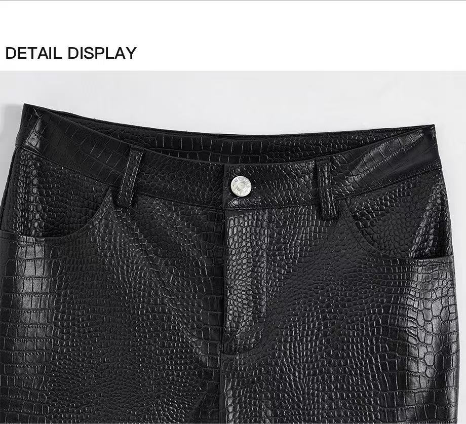 Women's sustainable leather personalized ribbon slim fit motorcycle black flared pantscasual trendy trousers eco-friendly trouser K2 - YZ Lether
