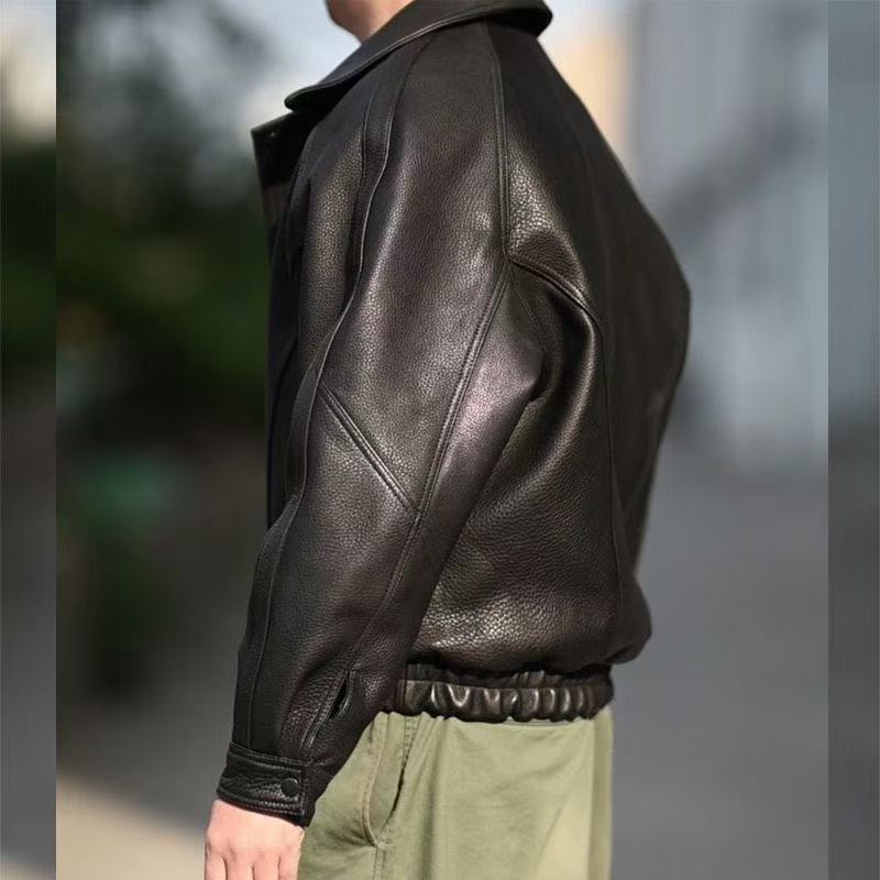 Men's cow leather jacket motorcycle coat classic winter warm men's jacket A20 - YZ Lether