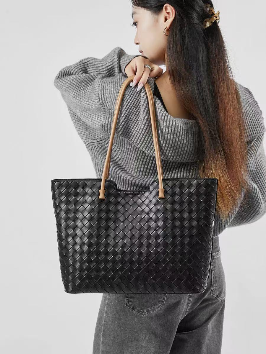Leather women's cowhide braiding leather hand bag one-shoulder versatile large-capacity tote bag crossbody bag genuine leather women's bag B11 - YZ Lether