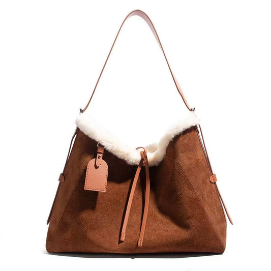 Leather women's matte lambskin bag leather hand bag one-shoulder versatile large-capacity tote bag crossbody bag genuine leather women's bag B17 - YZ Lether