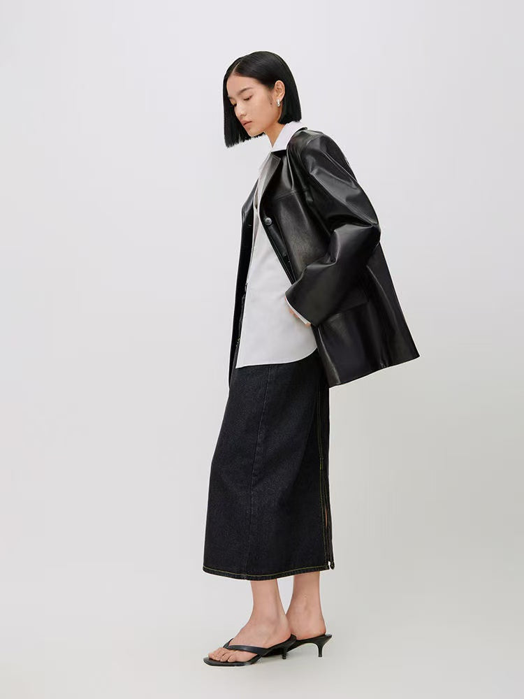 Women's sheep leather suit coat classic spring-automn women's top - YZ Lether