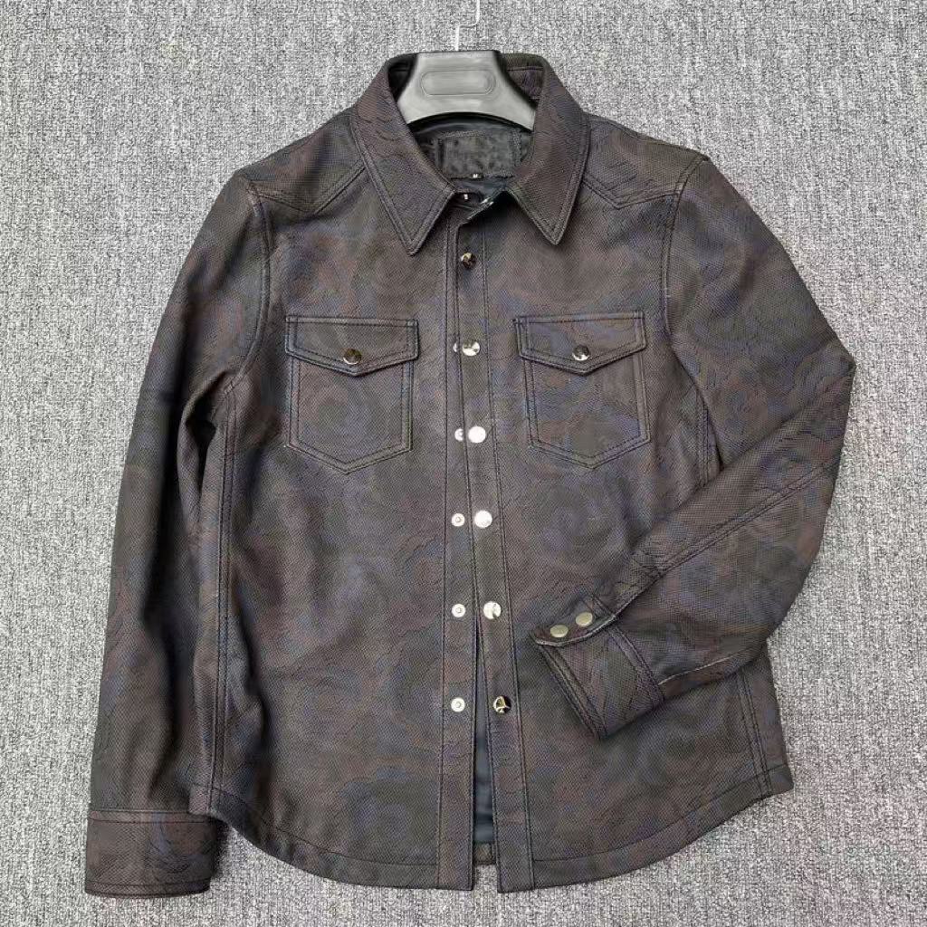 Men's cow leather shirts blouse inner layer classic casual men top2 - YZ Lether