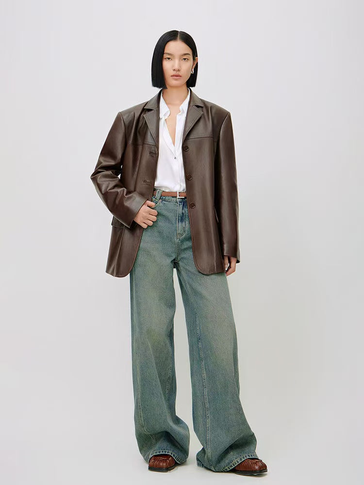 Women's sheep leather suit coat classic spring-automn women's top - YZ Lether