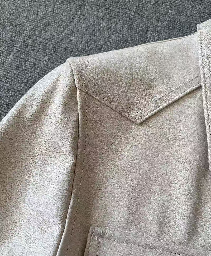 Men's cow leather shirts blouse inner layer classic casual men top - YZ Lether