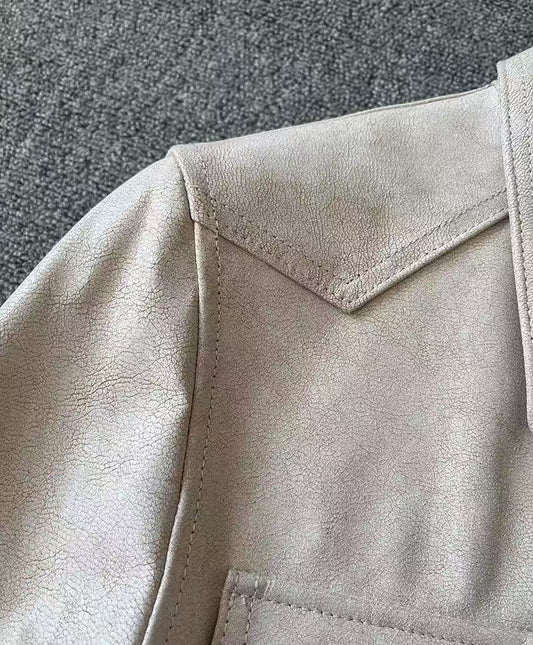 Men's cow leather shirts blouse inner layer classic casual men top - YZ Lether
