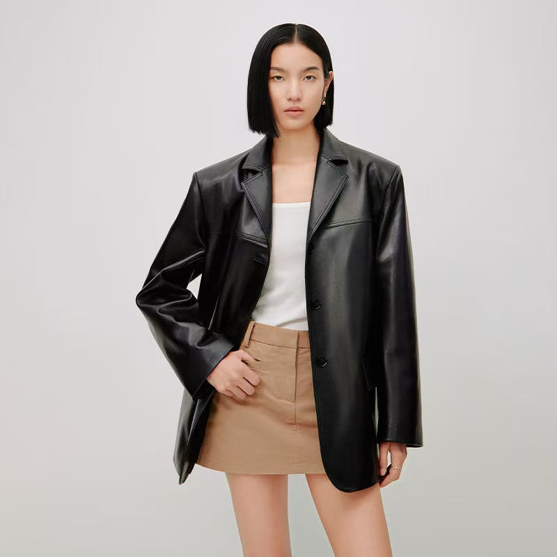 Women's sheep leather suit coat classic spring-automn women's top - YZ Lether