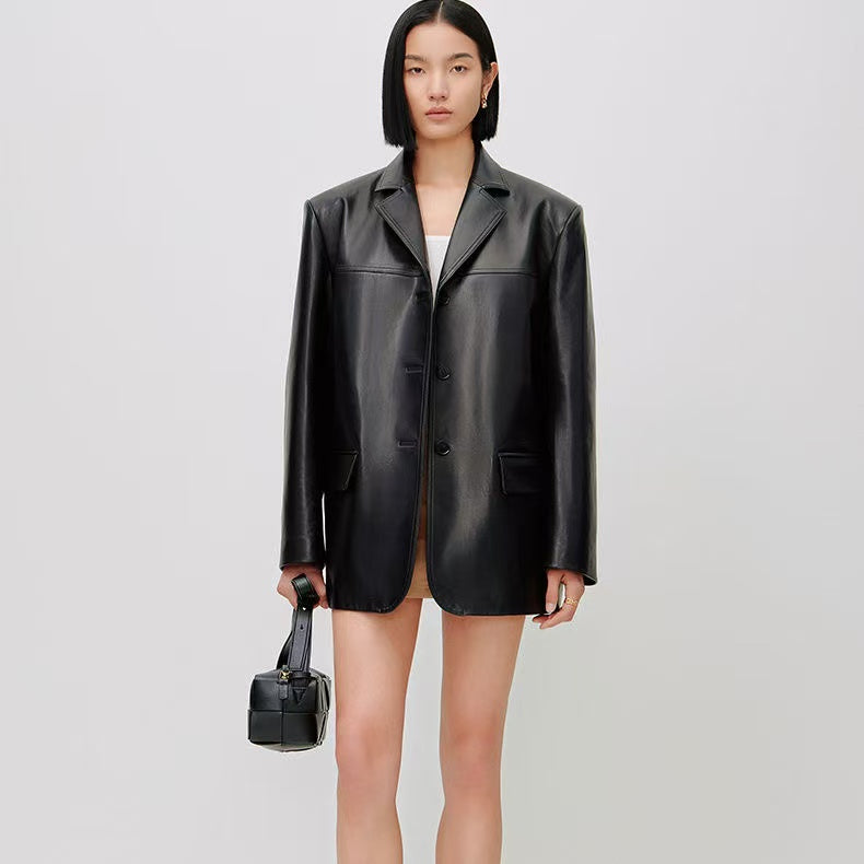 Women's sheep leather suit coat classic spring-automn women's top - YZ Lether