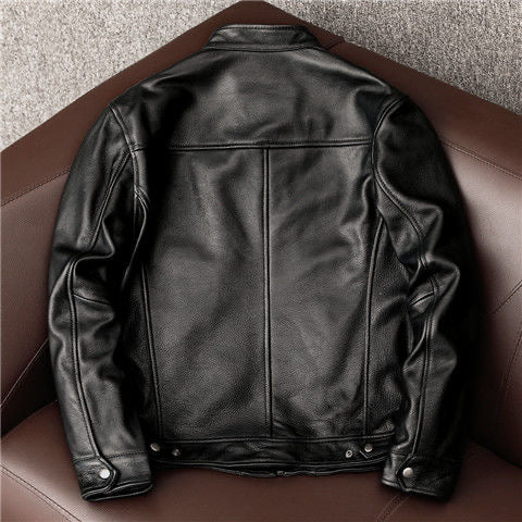 Men's cowhide leather flight spring-autumn motorcycle coat classic warm men's jacket A103 - YZ Lether