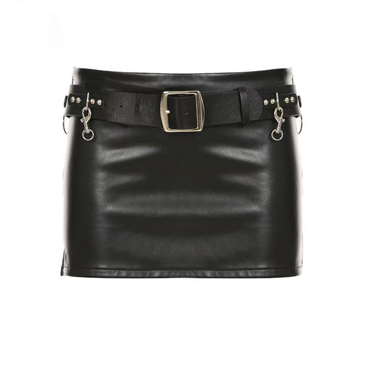 Women's sustainable leather dress tassel design classic all seasons modern style half short skirt eco-friendly bustier s8 - YZ Lether