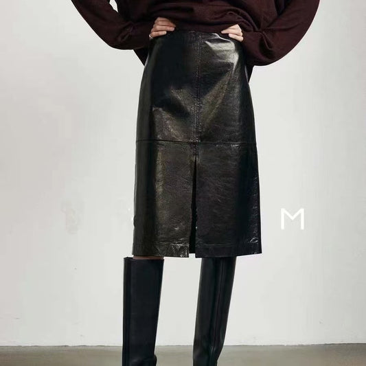 Women's sheep leather dress classic all season modern style half short skirt bustier 2 - YZ Lether