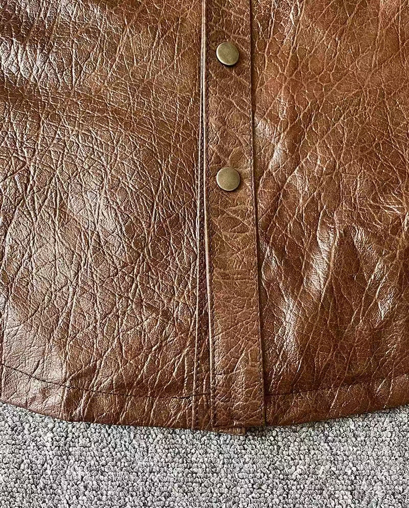 Men's cow leather shirts blouse inner layer classic casual men top - YZ Lether