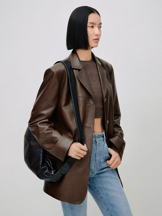 Women's sheep leather suit coat classic spring-automn women's top - YZ Lether