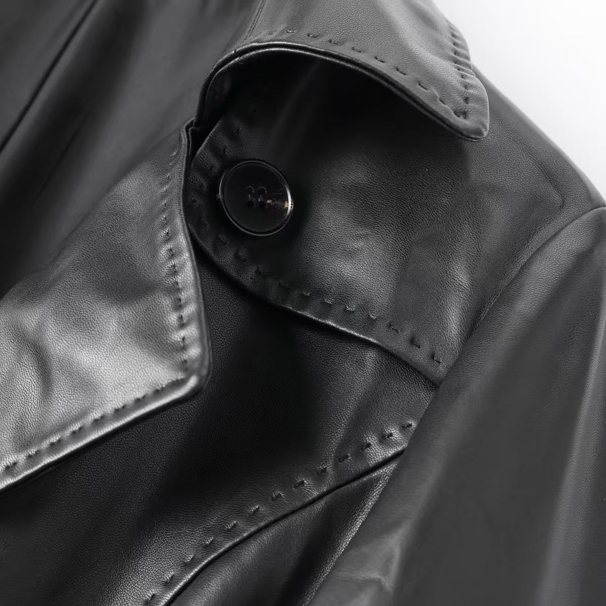 Women's sheep leather black long trench coat classic spring-automn women's casual long top - YZ Lether