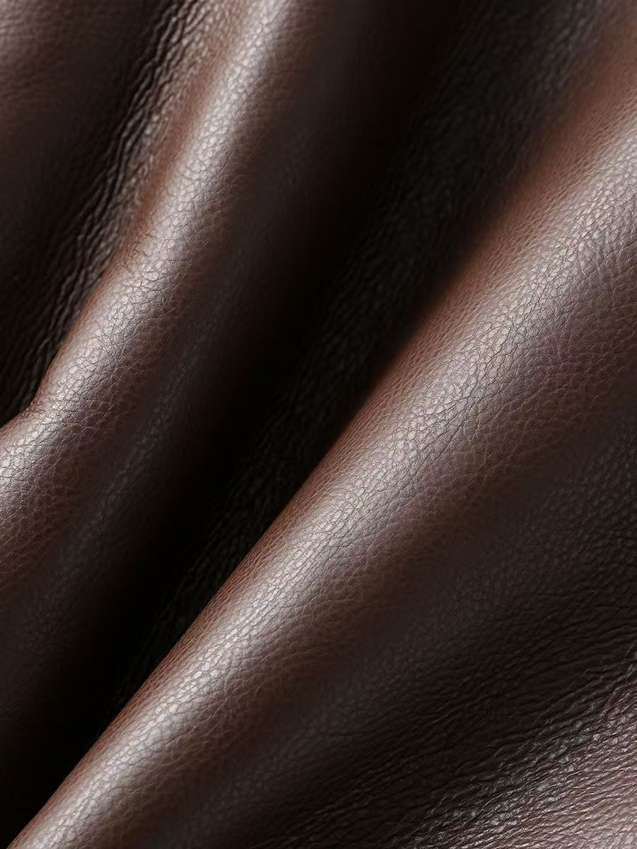 Women's sheep brown leather coat padded leather jacket winter women's top - YZ Lether