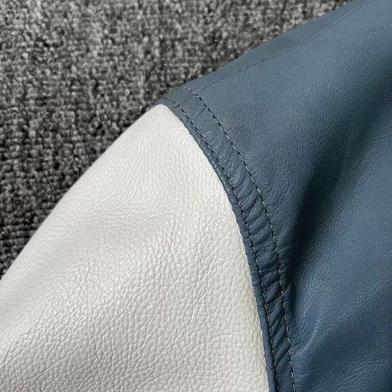 Men's sheep leather jacket classic all season men's baseball top - YZ Lether