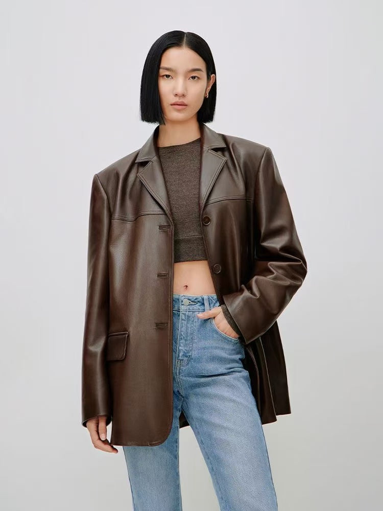 Women's sheep leather suit coat classic spring-automn women's top - YZ Lether