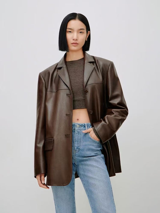 Women's sheep leather suit coat classic spring-automn women's top - YZ Lether
