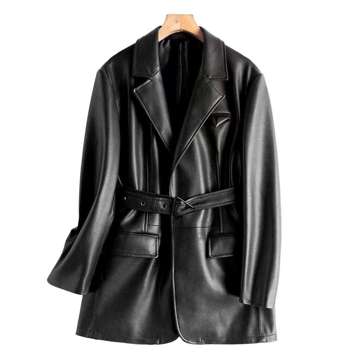 Women's sheep leather black coat classic fashionable spring-automn women's casual top - YZ Lether