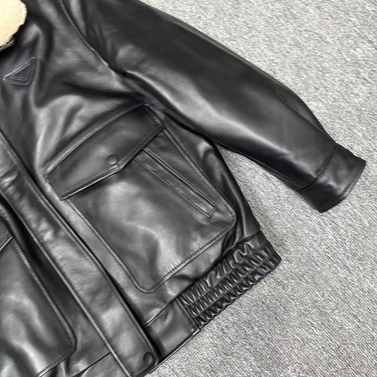 Men's sheep black leather A2 flight coat padded leather jacket winter men's top - YZ Lether