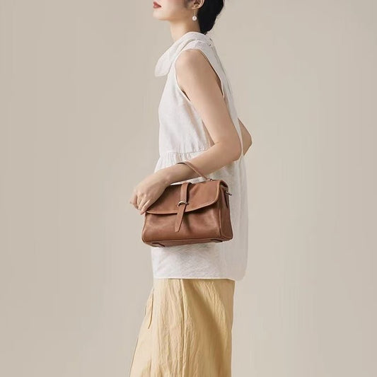 Leather women's cow leather hand bag one-shoulder versatile large-capacity tote bag crossbody bag genuine leather women's bag B9 - YZ Lether