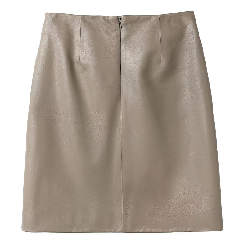 SINBOS Women's sheep leather dress classic spring-automn classic style half short skirt bustier - YZ Lether