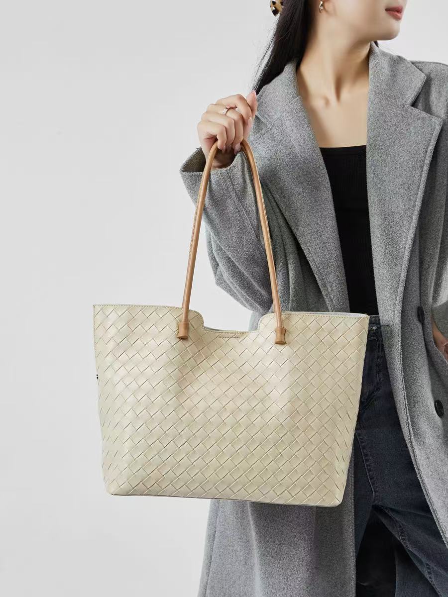 Leather women's cowhide braiding leather hand bag one-shoulder versatile large-capacity tote bag crossbody bag genuine leather women's bag B11 - YZ Lether