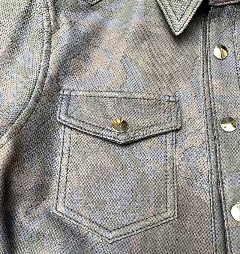 Men's cow leather shirts blouse inner layer classic casual men top2 - YZ Lether