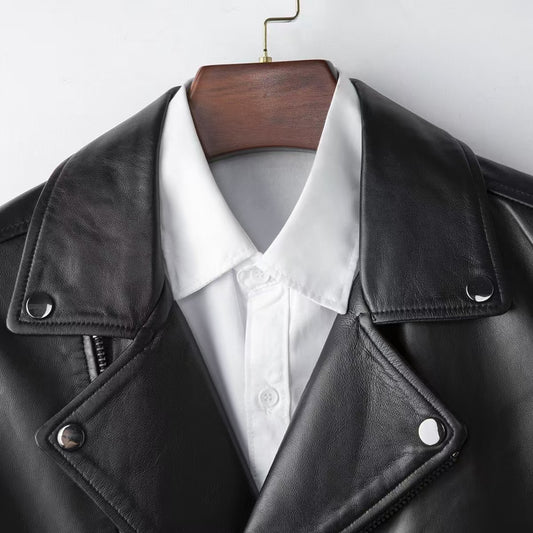 Men's sheep leather jacket classic all season men's top - YZ Lether
