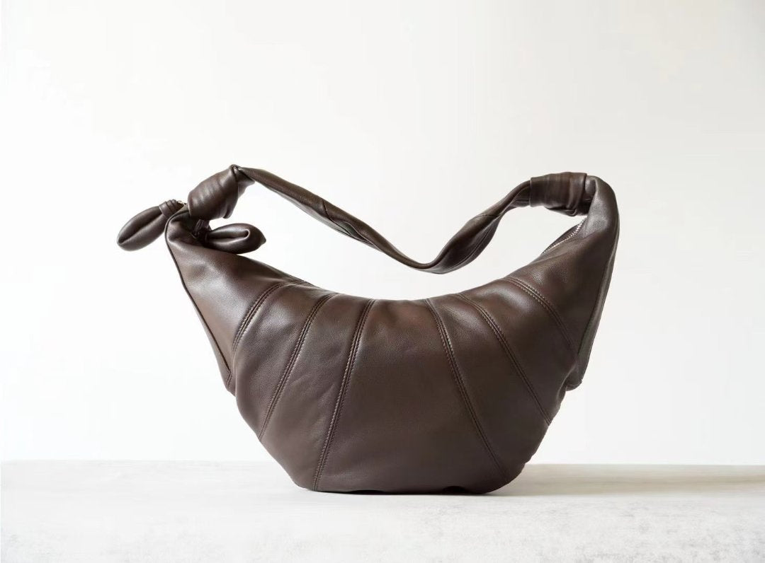 Leather Women's lamb's horn shape bag handbage genuine leather women's bag - YZ Lether