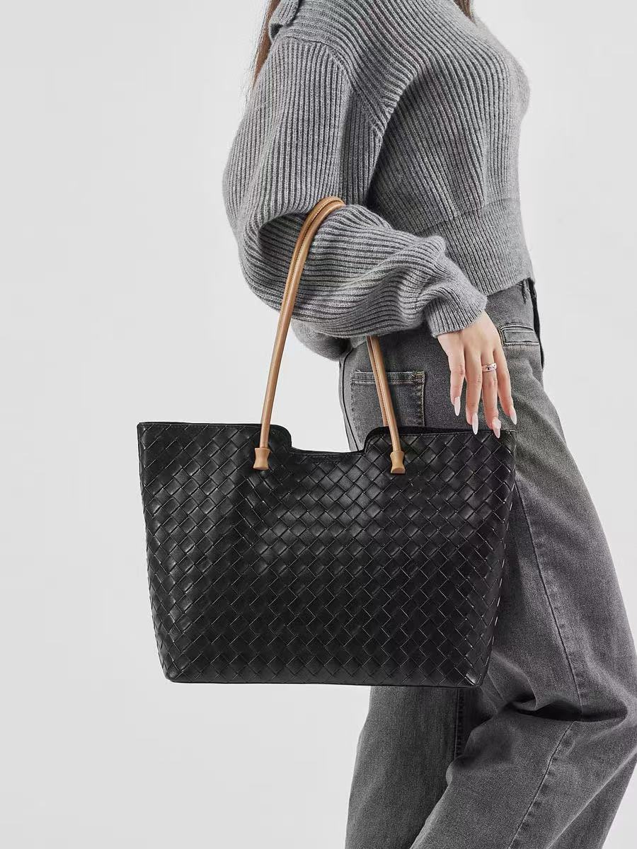 Leather women's cowhide braiding leather hand bag one-shoulder versatile large-capacity tote bag crossbody bag genuine leather women's bag B11 - YZ Lether