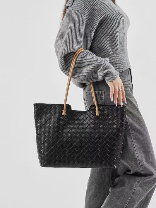 Leather women's cowhide braiding leather hand bag one-shoulder versatile large-capacity tote bag crossbody bag genuine leather women's bag B11 - YZ Lether