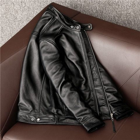 Men's cowhide leather flight spring-autumn motorcycle coat classic warm men's jacket A103 - YZ Lether