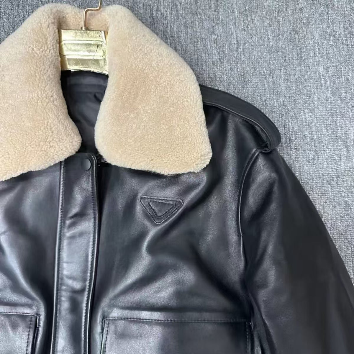 Men's sheep black leather A2 flight coat padded leather jacket winter men's top - YZ Lether