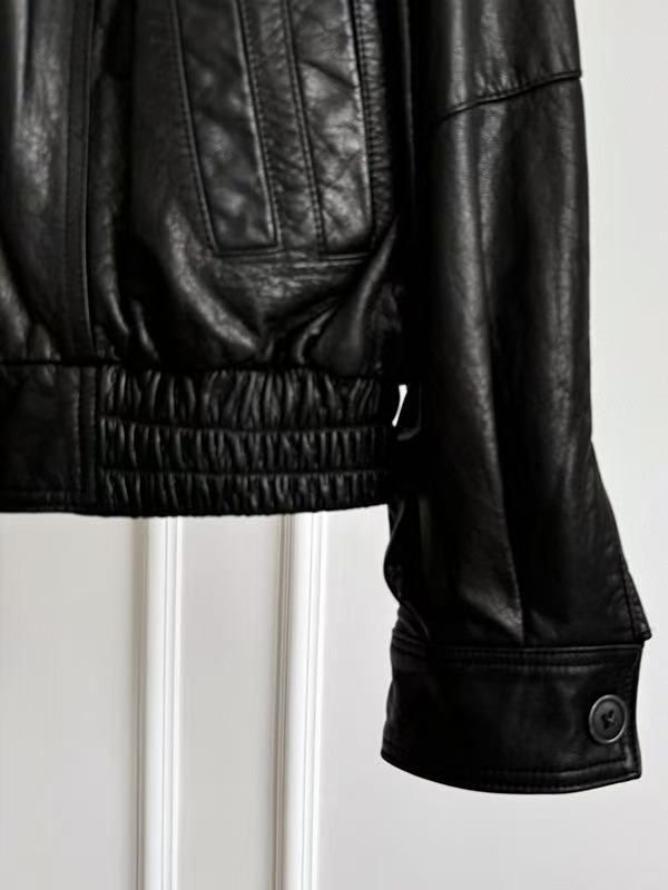 Women's sheep leather black coat classic motorcycle spring-automn women's cool top 3 - YZ Lether