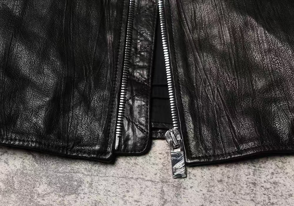 Men's sheep leather jacket classic spring-automn men's motorcycle cool coat top - YZ Lether
