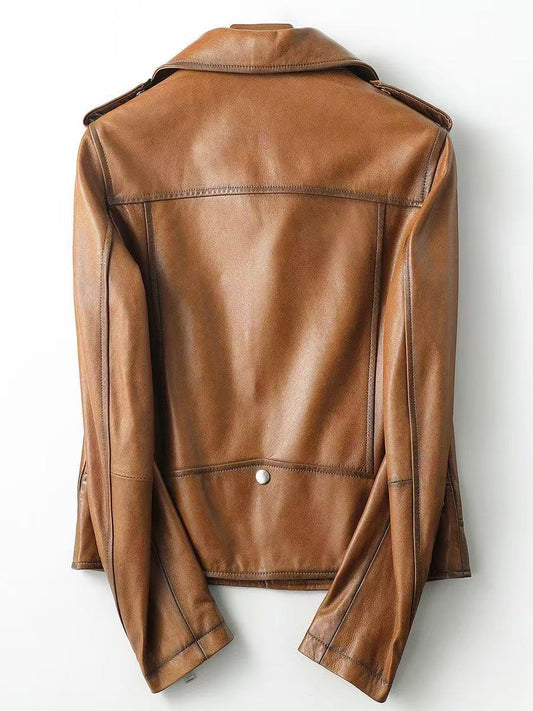 Women's sheep leather jacket coat motorcycle style cloth trendy trousers cloth Y10 - YZ Lether