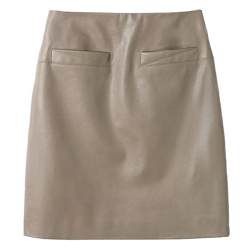 SINBOS Women's sheep leather dress classic spring-automn classic style half short skirt bustier - YZ Lether