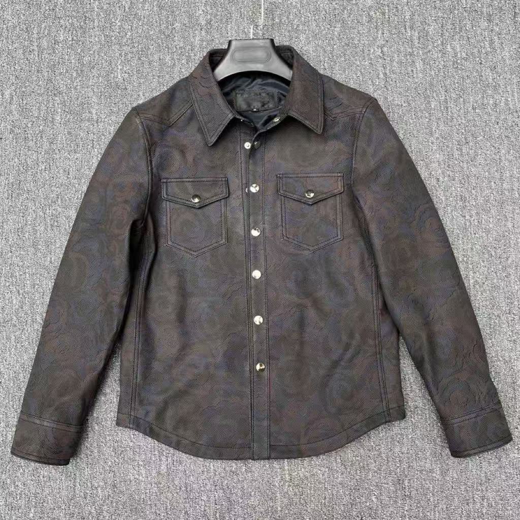 Men's cow leather shirts blouse inner layer classic casual men top2 - YZ Lether