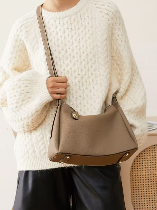 Leather women's cowhide leather hand bag one-shoulder versatile large-capacity tote bag crossbody bag genuine leather women's bag B13 - YZ Lether