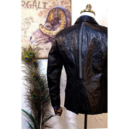 Men's leather coat Keel dark crepe suit coat cool style spring-automn-winter men's luxury top - YZ Lether